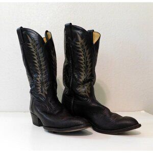 Tony Lama Vintage Leather Cowboy Boots Mens Size 9 EE Brown Western Style H4165
